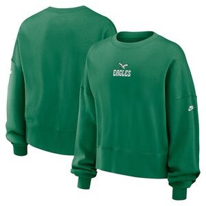 Women's Nike Kelly Green Philadelphia Eagles Oversized Cropped Sweatshirt